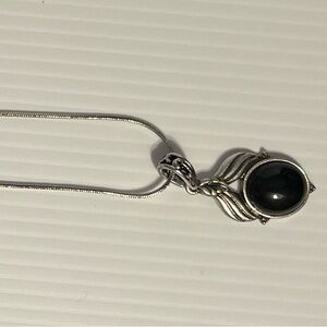 Sterling Silver plated Black Onyx Pendant Necklace